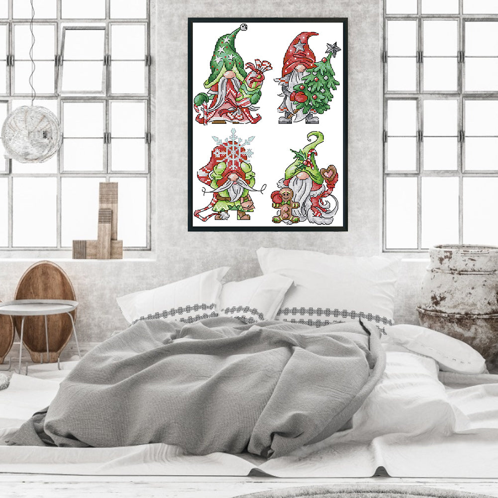 Christmas Gnome - Partial 14CT Stamped Cross Stitch 22x30CM - Joy Sunday Backstitch
