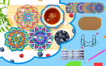 Load image into Gallery viewer, 6pcs DIY Mosaic Table Placemat with Rack Woodiness Insulation Pad