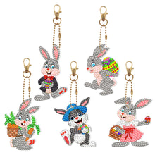 Load image into Gallery viewer, 5pcs DIY Animal Key Chains Craft Handmade Double Sided Rabbit Pattern for Gifts