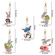 Load image into Gallery viewer, 5pcs DIY Animal Key Chains Craft Handmade Double Sided Rabbit Pattern for Gifts
