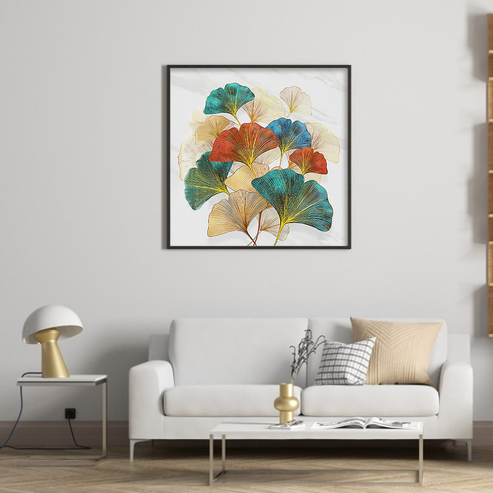 Ginkgo Leaves - Full 11CT Stamped Cross Stitch 48x48CM - Yishu