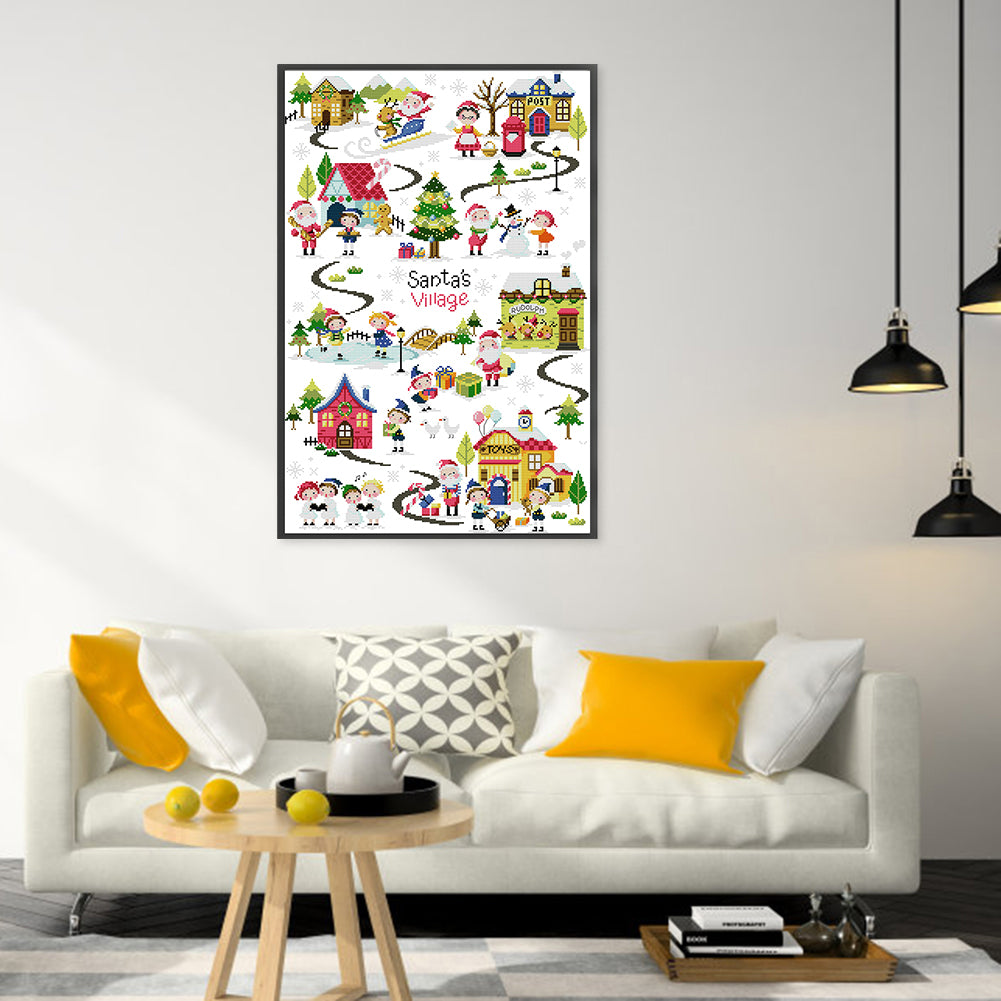 Christmas Village - Partial 14CT Counted Cross Stitch 44x62CM - Joy Sunday Backstitch