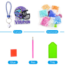 Load image into Gallery viewer, DIY Diamond Art Keychains Craft Rugby Team Badge Hanging Ornament