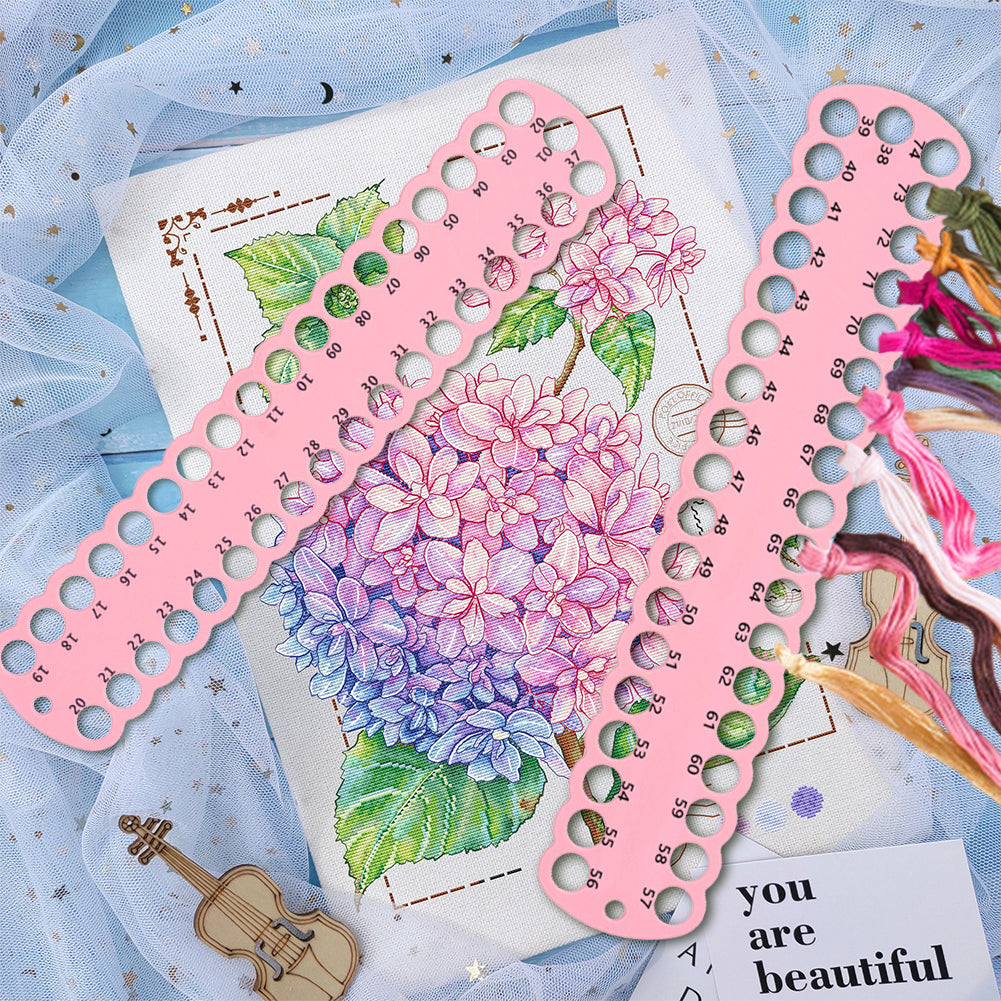 3PCS Cross Stitch Thread Holder PC 37-Hole for DIY Sewing Storage (Pink)