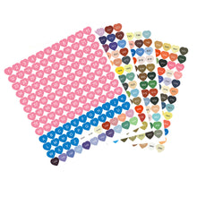 Load image into Gallery viewer, 12pcs Color DMC Number Stickers 26 Letters 1-100 DMC for Kid(Heart Round Square)