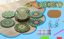 Load image into Gallery viewer, 6Pcs DIY Wood Cup Coasters with Holder for Tabletop Protection (Mandala)