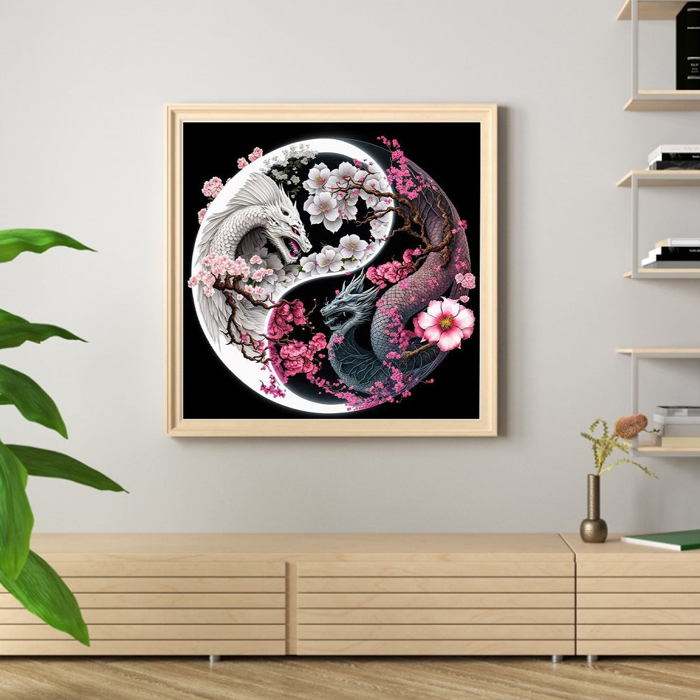 Tai Chi Diagram - Dragon - Full 11CT Stamped Cross Stitch 40x40CM - Huacan