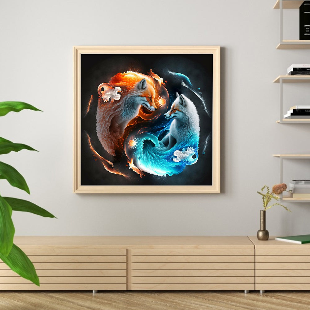 Tai Chi Diagram - Fox - Full 11CT Stamped Cross Stitch 40x40CM - Huacan