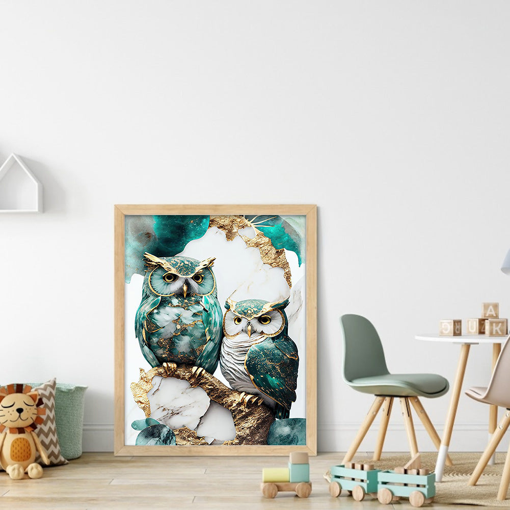 Marble Pattern Owl - Full 11CT Stamped Cross Stitch 40x50CM - Jinlei