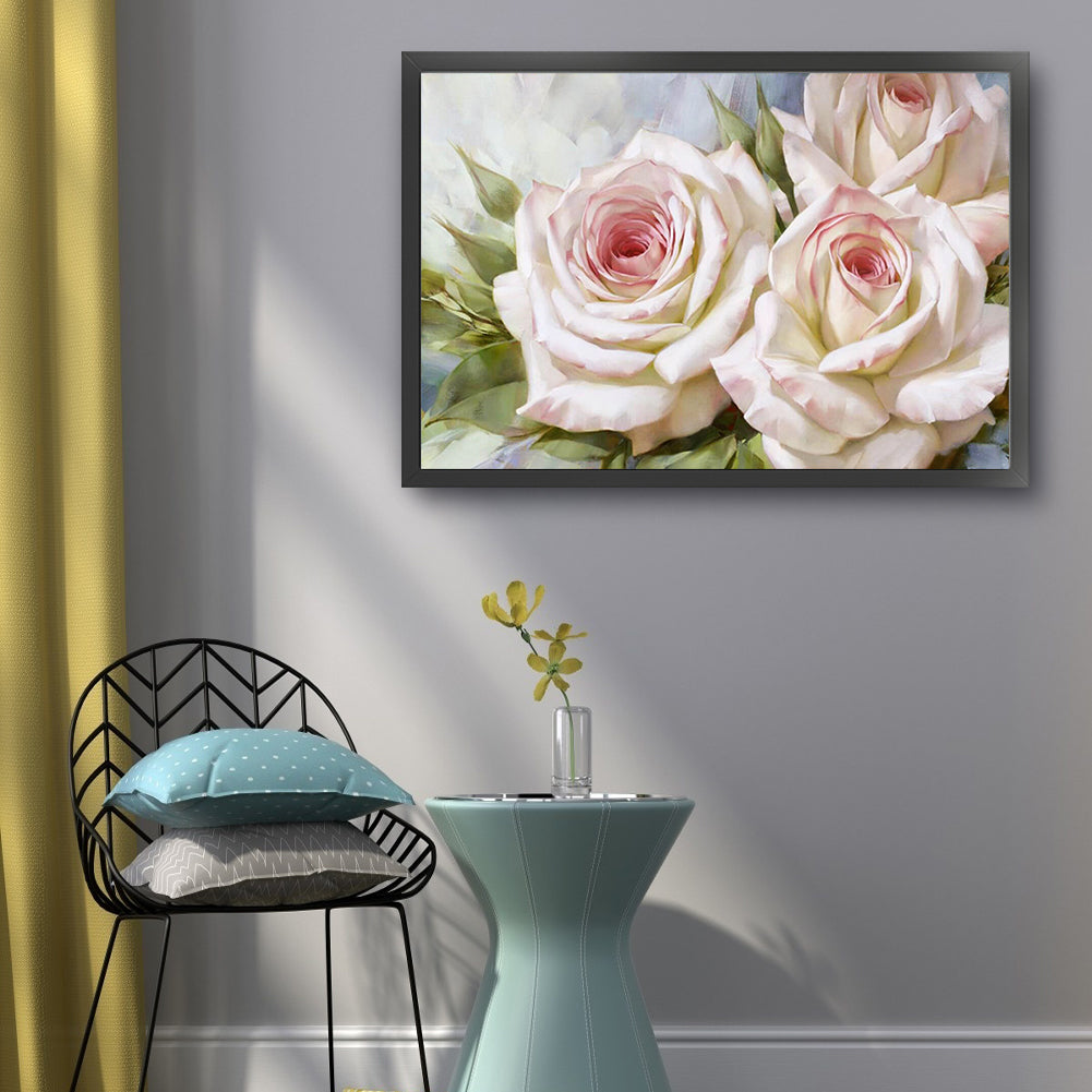 White Rose - Full 11CT Stamped Cross Stitch 45x30CM - Huacan