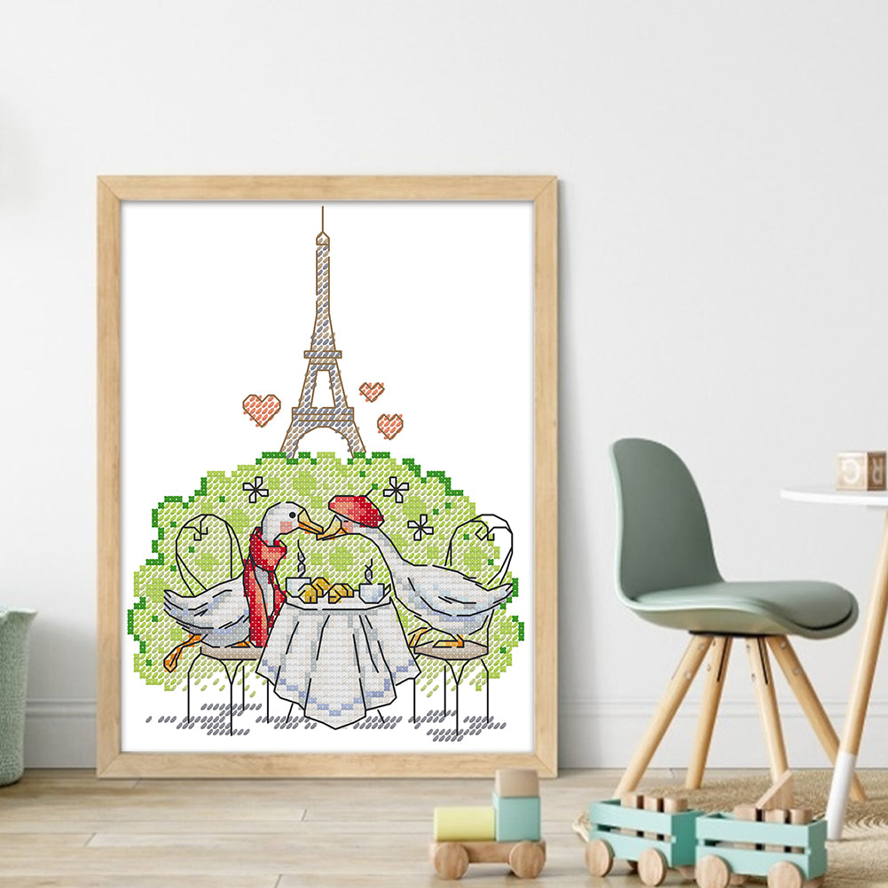 Paris - Partial 14CT Stamped Cross Stitch 17x21CM - Joy Sunday Backstitch
