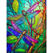 Load image into Gallery viewer, Dragonfly Glass Painting 30*40CM(Canvas) Full Round Drill Diamond Painting