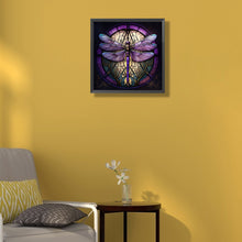 Load image into Gallery viewer, Dragonfly Round Glass Painting 35*35CM(Canvas) Full Round Drill Diamond Painting