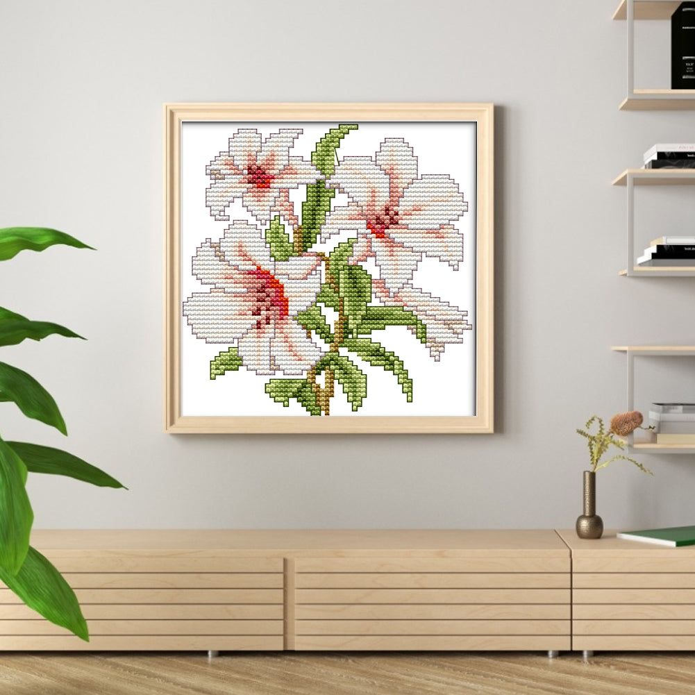 Flower Of Happiness - Partial 14CT Stamped Cross Stitch 17x17CM - Joy Sunday Backstitch