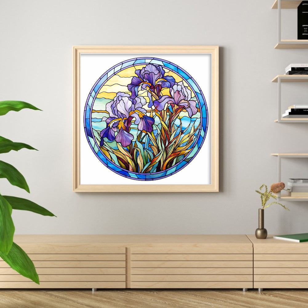 Paper-Cut Style - Iris - Full 11CT Stamped Cross Stitch 40x40CM - Huacan