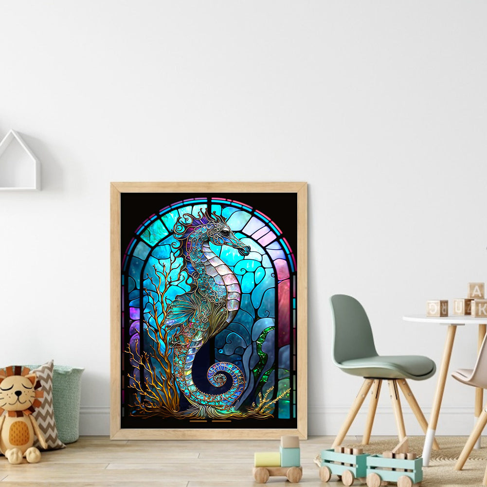 Paper-Cut Style - Seahorse - Full 14CT Stamped Cross Stitch 50x65CM - Huacan