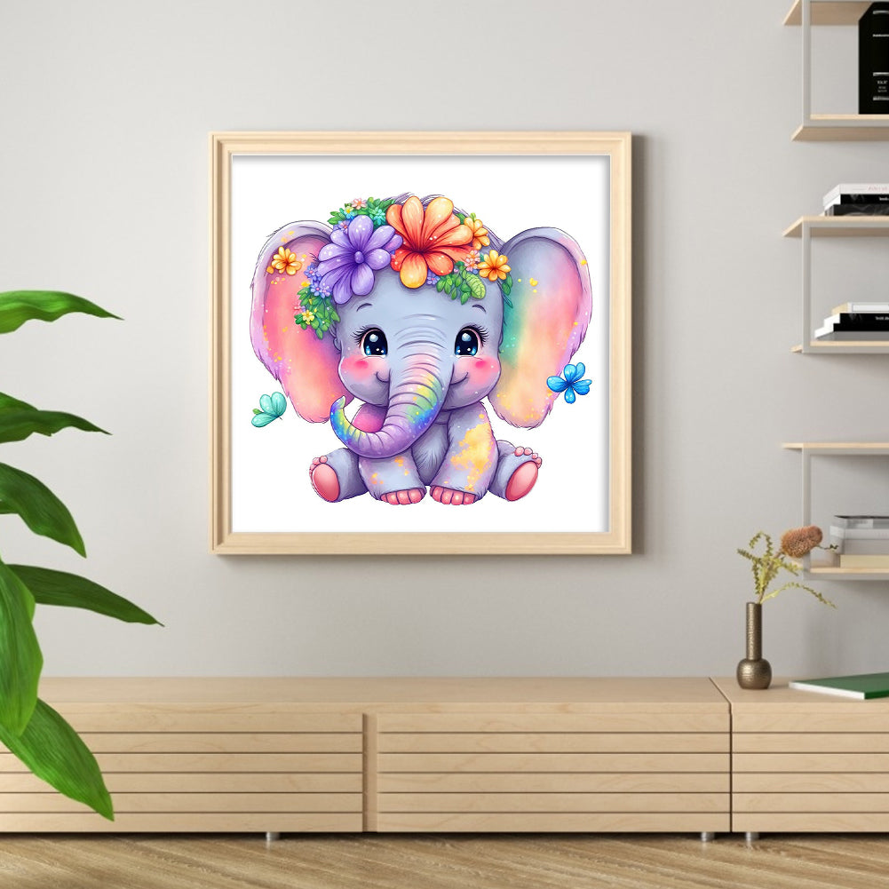Elephant - Full 18CT Stamped Cross Stitch 20x20CM - Huacan