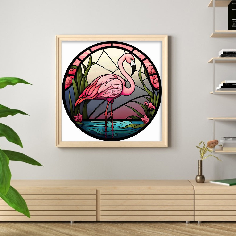 Paper-Cut Style - Flamingo - Full 11CT Stamped Cross Stitch 40x40CM - Huacan