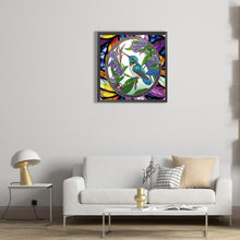 Load image into Gallery viewer, Hummingbird Glass Painting 30*30CM(Canvas) Partial Special Shaped Drill Diamond Painting