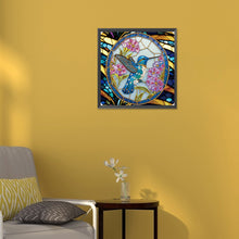 Load image into Gallery viewer, Hummingbird Glass Painting 30*30CM(Canvas) Partial Special Shaped Drill Diamond Painting
