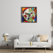 Load image into Gallery viewer, Hummingbird Glass Painting 30*30CM(Canvas) Partial Special Shaped Drill Diamond Painting