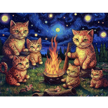 Load image into Gallery viewer, Huancan - Van Gogh'S Kitten Under The Stars - 60*50CM 11CT 3 Stamped Cross Stitch