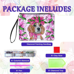 Partial Shaped Drill DIY Diamond Painting Bag with Zipper (Puppy)