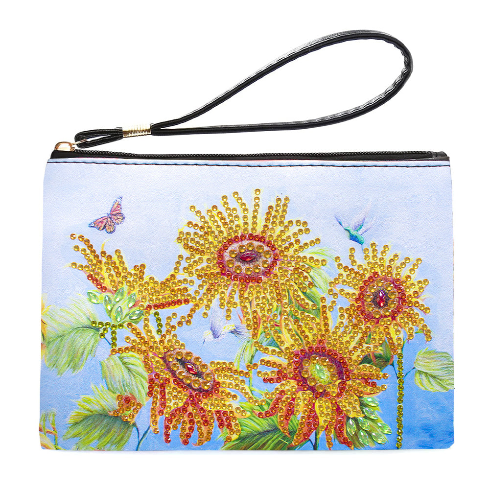 Partial Shaped Drill DIY Diamond Painting Bag with Zipper (Sunflower)