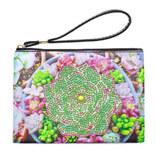 Load image into Gallery viewer, Partial Shaped Drill DIY Diamond Painting Bag with Zipper (Green Succulent)
