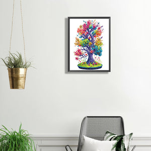 Tree Of Life¡¤Colorful Tree 30*40CM(Canvas) Partial Special Shaped Drill Diamond Painting