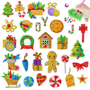 2PCS Gem Art DIY Craft Kit Diamond Painting Sticker (Christmas Decoration)