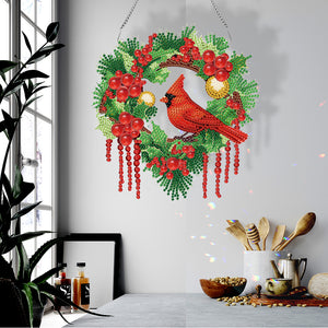 Special Shaped Diamond Painting Wall Decor Wreath (Cardinal)