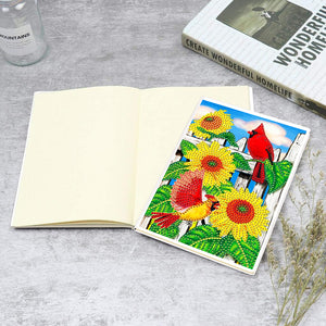 50 Pages A5 Special Shaped Diamond Painting Diary Book for Teens (Cardinal)