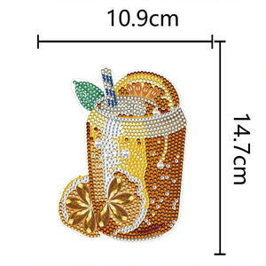 Round+Special Shape Diamond Art Fridge Magnets Sticker(Lemon Tea SparklingWater)