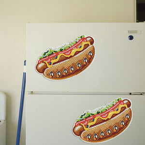 Round+Special Shape Diamond Art Fridge Magnets Sticker (Hot Dog Hamburger #2)