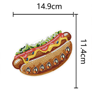 Round+Special Shape Diamond Art Fridge Magnets Sticker (Hot Dog Hamburger #2)