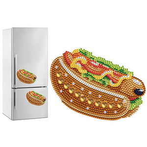 Round+Special Shape Diamond Art Fridge Magnets Sticker (Hot Dog Hamburger #3)