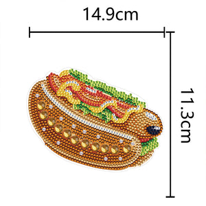 Round+Special Shape Diamond Art Fridge Magnets Sticker (Hot Dog Hamburger #3)