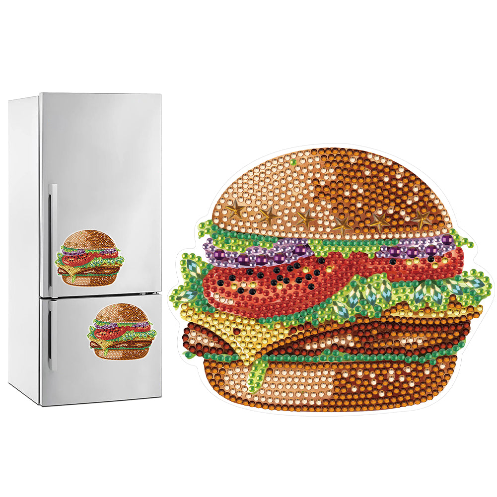 Round+Special Shape Diamond Art Fridge Magnets Sticker (Hamburger)