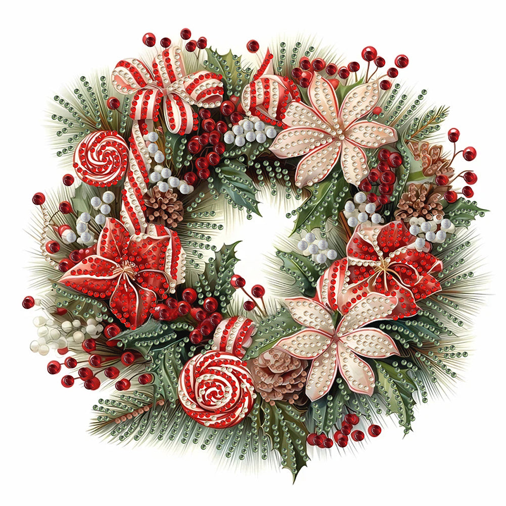 Christmas Wreath 30X30CM(Canvas) Partial Special Shaped Drill Diamond Painting