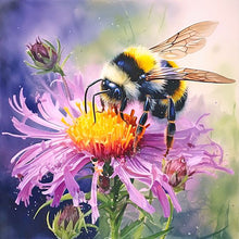Load image into Gallery viewer, Flower And Bee 30X30CM(Canvas) Full Round Drill Diamond Painting
