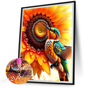 Sunflowers And Hummingbirds 30X40CM(Canvas) Full Round Drill Diamond Painting