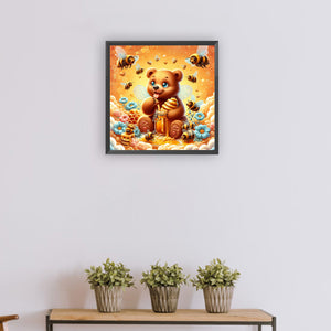Bear And Bee 30*30CM(Canvas) Full Round Drill Diamond Painting