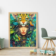 Load image into Gallery viewer, Flower Woman And Tiger - 40*50CM 16CT Stamped Cross Stitch
