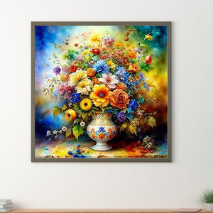 Colorful Background Of Flowers 40*40CM(Canvas) Full Round Drill Diamond Painting