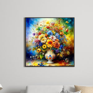 Colorful Background Of Flowers 40*40CM(Canvas) Full Round Drill Diamond Painting