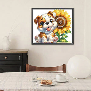 Bulldog 35*30CM(Canvas) Partial Special Shaped Drill Diamond Painting