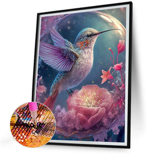 Flowers And Hummingbirds In Crystal Ball 30*40CM(Canvas) Full Round Drill Diamond Painting