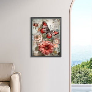 Butterfly Flower 30*40CM(Canvas) Full Round Drill Diamond Painting