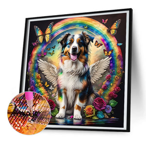 Rainbow Wings Dog 30*30CM(Canvas) Full Round Drill Diamond Painting